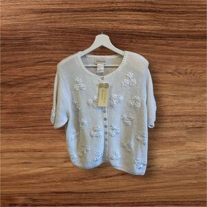 NWT VINTAGE Victoria Sport Ribbon Flower Cardigan